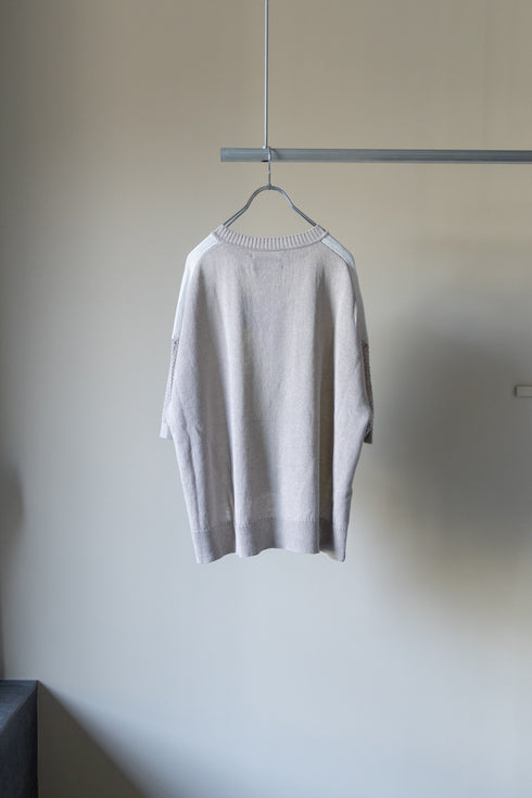 【Licht Bestreben】"プリントメッシュスリーブサマーニットTシャツ"